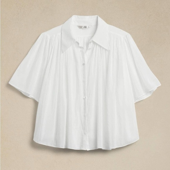 ISO Banana Republic Rosalie Cotton-Silk White Top Blouse in Size XS or XXS - Picture 2 of 2